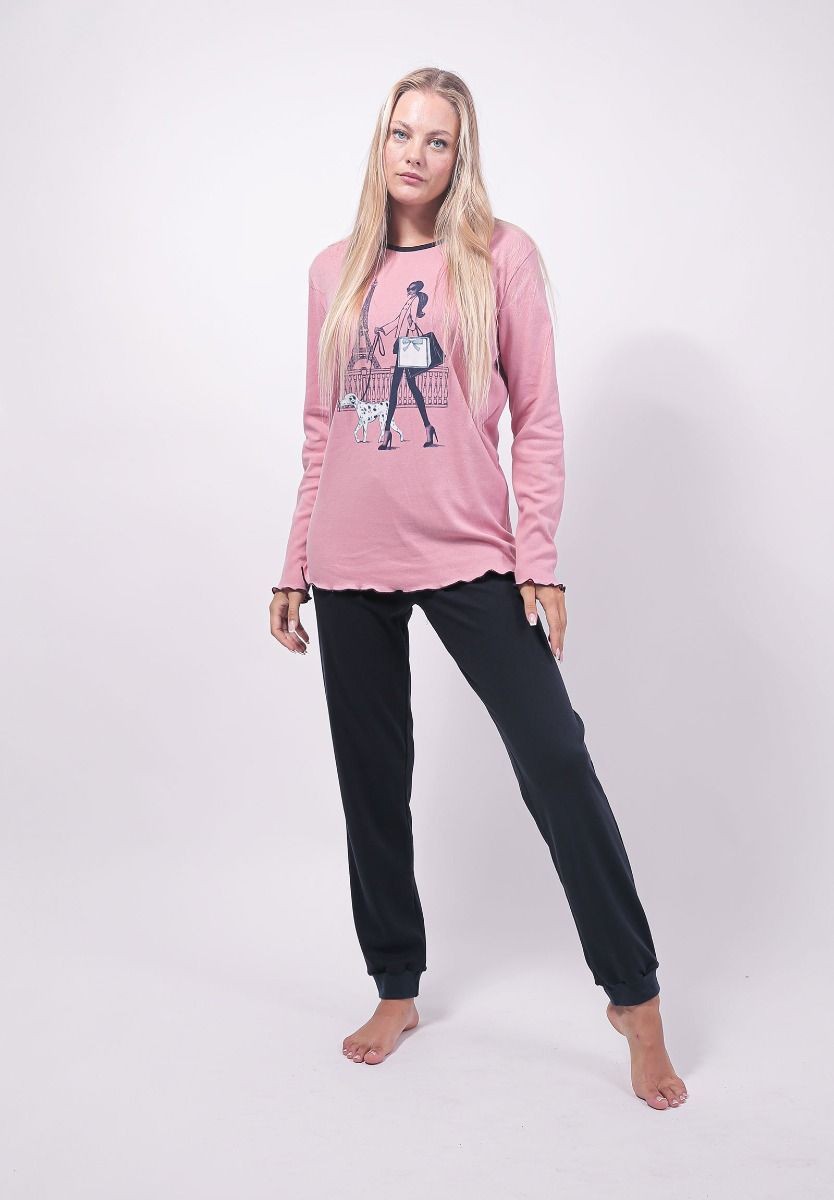 Πιτζαμα Γυναικεια Cherry Underwear Paris Girl-Σάπιο Μήλο